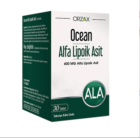 Orzax Ocean Alfa Lipoik Asit 600 mg 30 Tablet ürün görseli 1