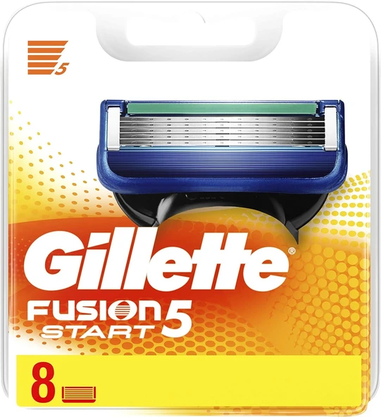 Gillette Fusion5 Start Yedek Erkek Tıraş Bıçağı 8'li - Diş Beyazlatıcı Köpük Hediye ürün görseli 1