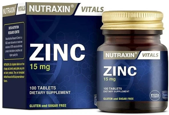 NUTRAXİN NUTRAXIN ZINC 15 MG 100 TABLET 1 Paket(1 x 100 Tabletten) ürün görseli 1