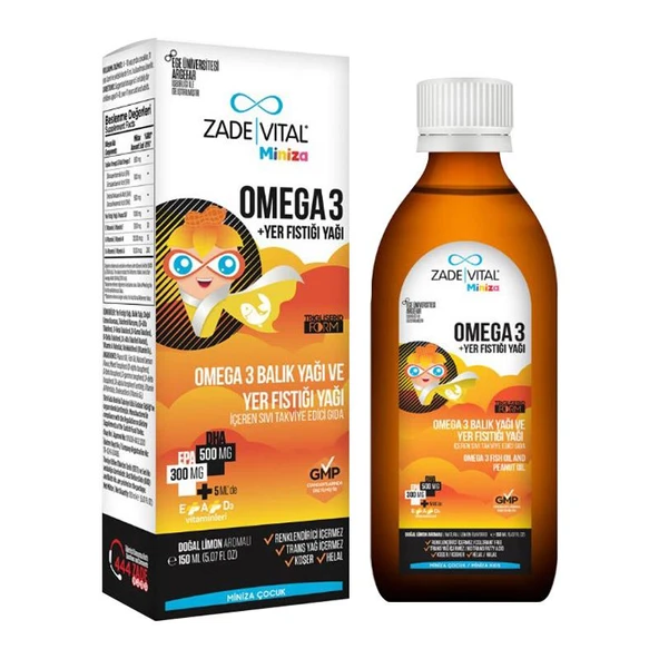 Zade Vital Miniza Omega 3 - Yer Fıstığı Yağı İçeren Sıvı Takviye Edici Gıda 150 ml ürün görseli 1