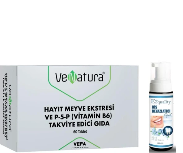 VeNatura Hayıt Meyve Ekstresi ve P-5-P (Vitamin B6) 60 Tablet - Diş Beyazlatıcı Köpük Hediye ürün görseli 1