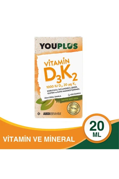 Vitamin D3k2 1000 Iu 20 Ml Oral Damla ürün görseli 1