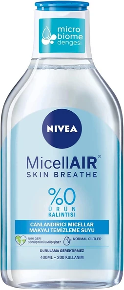 NIVEA Canlandırıcı Micellar Makyaj Temizleme Suyu Normal Ciltler (400 ml), Yüz Temizleme, Etkili Makyaj Temizleme Suyu ürün görseli 1