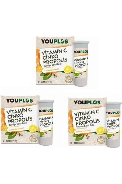 Vitamin C Çinko Propolis 20 Efervesan 3 Kutu ürün görseli 1