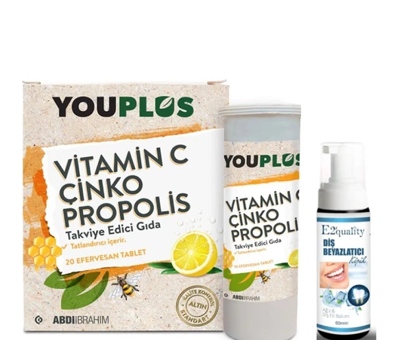 Youplus Vitamin C Çinko Propolis 20 Efervesan Tablet - Diş Beyazlatıcı Köpük Hediye ürün görseli 1