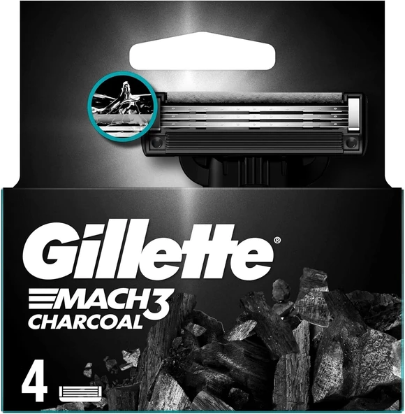 Gillette Mach3 Charcoal Yedek Tıraş Bıçağı 4'lü - Diş Beyazlatıcı Köpük Hediye ürün görseli 1