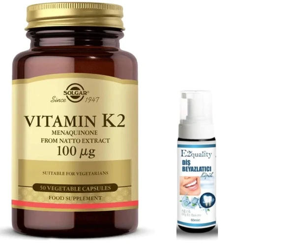 Solgar Vitamin K2 100 mcg 50 Kapsül -  Diş Beyazlatıcı Köpük Hediye ürün görseli 1