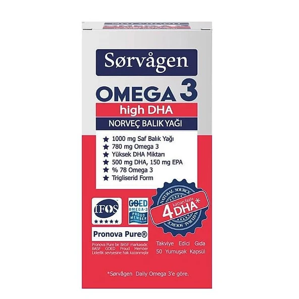 Sorvagen Omega 3 High DHA Norveç Balık Yağı 50 Kapsül ürün görseli 1