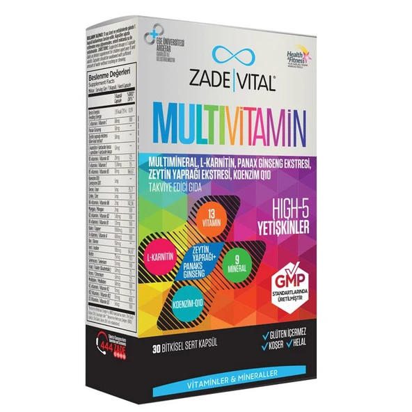 Zade Vital Multivitamin Takviye Edici Gıda 30 Bitkisel Kapsül ürün görseli 1