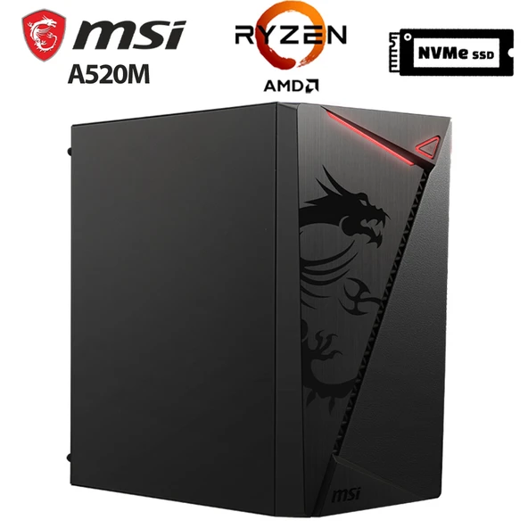 Xaser SHIELD x7 Ryzen 5 5500 16GB Ram 512GB M.2 NVMe SSD 2GB GT610 Masaüstü Ultra Performanslı Ofis Bilgisayarı ürün görseli 1