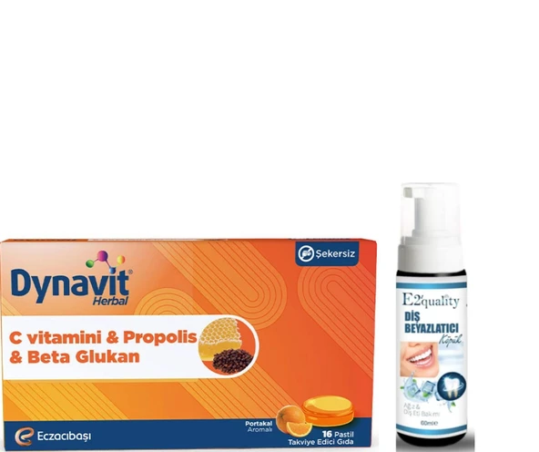 Eczacıbaşı Dynavit Herbal C Vitamini - Propolis ve Beta Glukan İçerikli Pastil 16 Adet - Diş Beyazlatıcı Köpük Hediye ürün görseli 1