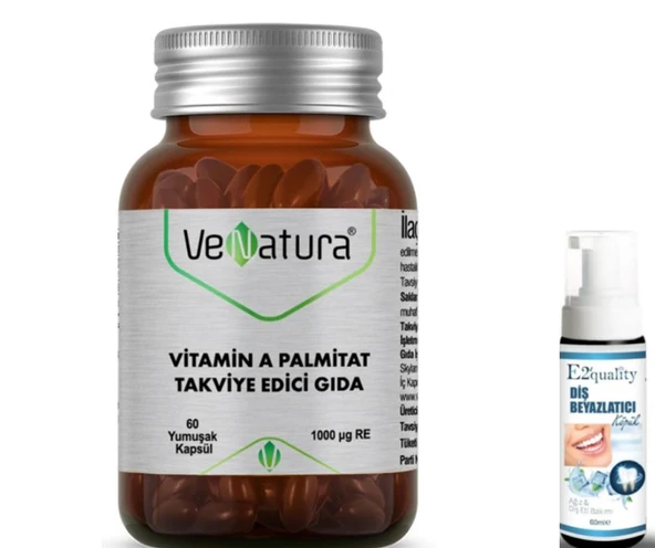VeNatura Vitamin A Palmitat Takviye Edici Gıda 60 Yumuşak Kapsül- Diş Beyazlatıcı Köpük Hediye ürün görseli 1