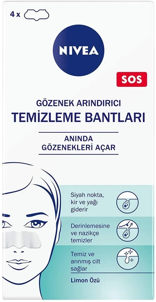 Nivea Siyah Nokta & T-Bölgesi Temizleyici Yüz Bantlar 120 gr, 4'lü ürün görseli 1