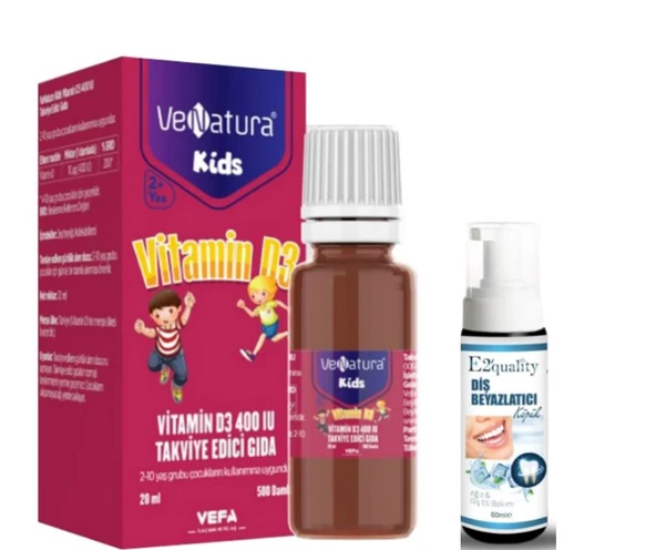 Venatura Kids Vitamin D3 400 IU Takviye Edici Gıda 20 ml  - Diş Beyazlatıcı Köpük Hediye ürün görseli 1