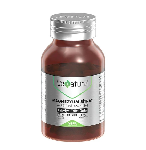 VeNatura Magnezyum Sitrat - Vitamin B6 - Takviye Edici Gıda 60 Tablet ürün görseli 1