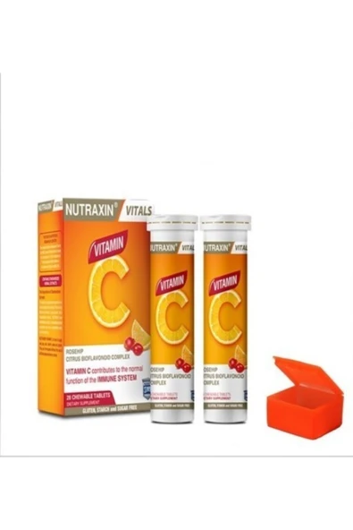 Nutraxin Vitamin C 28 Çiğneme Tableti + Hap Kutusu ürün görseli 1