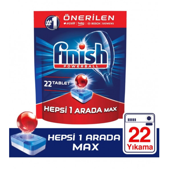 Finish Hepsi Bir Arada Max 22 Tablet Bulaşık Makinesi Deterjanı ürün görseli 1
