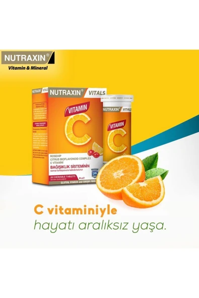 Nutraxin Vitamin C 28 Çiğneme Tableti + Hap Kutusu - Resim 2