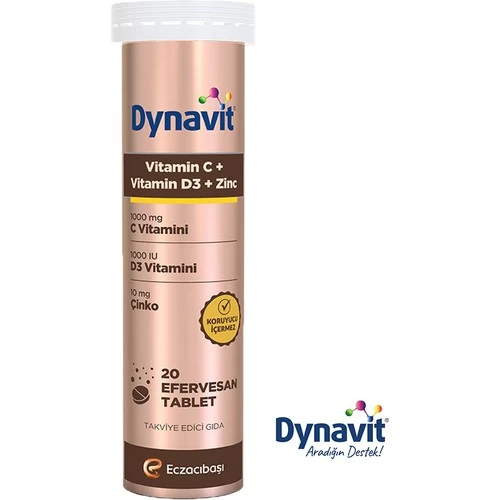 Dynavit Vitamin C + Vitamin D3 + Çinko Efervesan 20 Tablet ürün görseli 1