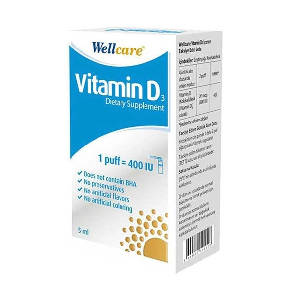 Wellcare Vitamin D3 İçeren Diyet Takviyesi 5 ml 1 Fıs 400 IU ürün görseli 1