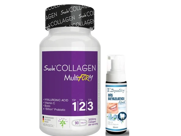 Suda Collagen Tablet 90 Adet Kolajen Takviyesi - Diş Beyazlatıcı Köpük Hediye ürün görseli 1