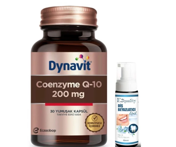 Eczacıbaşı Dynavit Coenzyme Q-10 200 Takviye Edici Gıda 30 Yumuşak Kapsül- Diş Beyazlatıcı Köpük Hediye ürün görseli 1