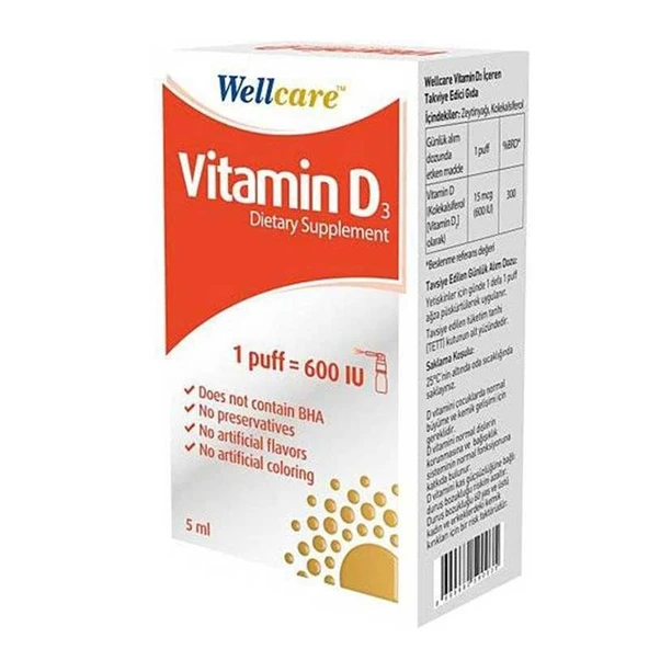 Wellcare Vitamin D3 İçeren 5 ml 1 Fıs 600 IU ürün görseli 1