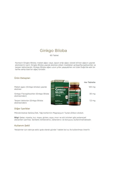 Nutraxin Ginkgo Biloba 60 Tablet X2 Adet - Resim 2