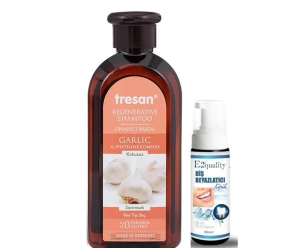 Tresan Sarımsak Onarıcı Bakım Şampuanı ( Kokusuz ) 300 ml- Diş Beyazlatıcı Köpük Hediye ürün görseli 1