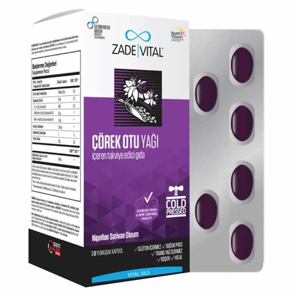 Zade Vital Çörek Otu Yağı 30 Yumuşak Kapsül ürün görseli 1