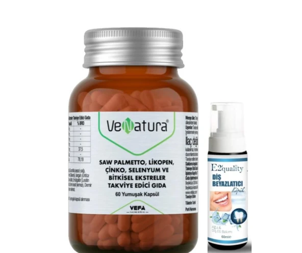 VeNatura Saw Palmetto, Likopen, Çinko, Selenyum 60 Yumuşak Kapsül - Diş Beyazlatıcı Köpük Hediye ürün görseli 1