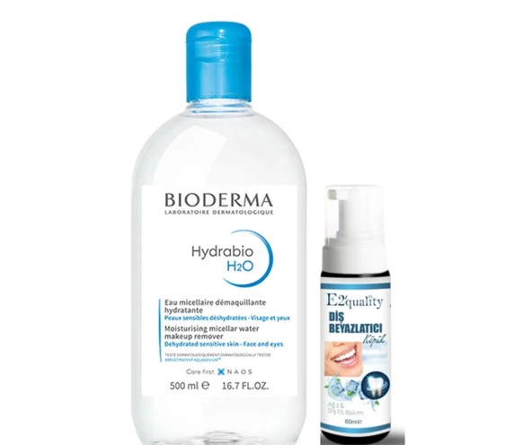Bioderma Hydrabio H2O Yüz ve Makyaj Temizleme Suyu 500 ml- Diş Beyazlatıcı Köpük Hediye ürün görseli 1