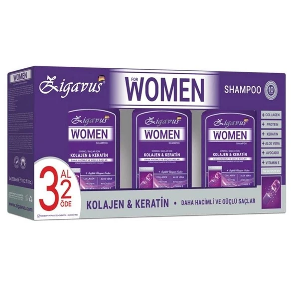Zigavus Women Kolajen ve Keratin Şampuan 300 ml | 3 AL 2 ÖDE ürün görseli 1