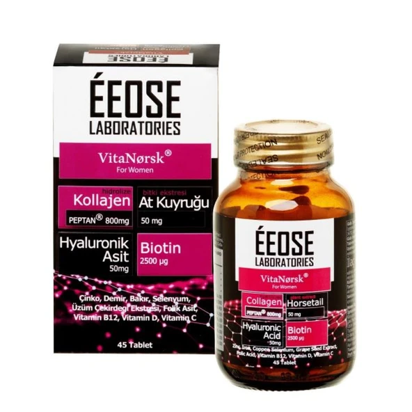 Eeose Collagen 45 Tablet (Kadınlar İçin) Kollajen + Hyaluronik Asit + Atkuyruğu + Biotin + C Vitamini ürün görseli 1
