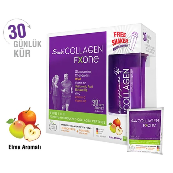 Suda Collagen Fxone Takviye Edici Gıda Elma Aromalı 30 x 13 gr - Toz Saşe ürün görseli 1