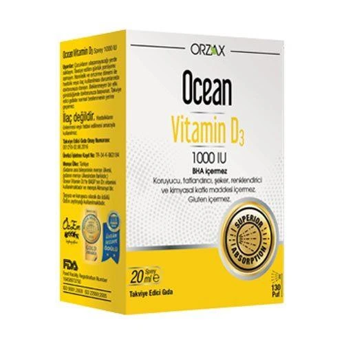 Orzax Ocean Vitamin D3 1000 IU Sprey 20ml ürün görseli 1