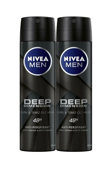 Nivea Men Deep Dimensıion Sprey Deodorant Erkek 150 ml 2'li Avantaj Paketi ürün görseli 1