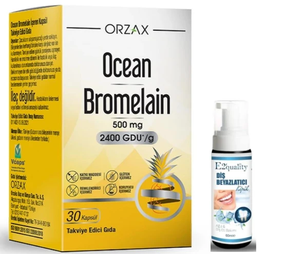 Orzax Ocean Bromelain 30 Kapsül  - Diş Beyazlatıcı Köpük Hediye ürün görseli 1