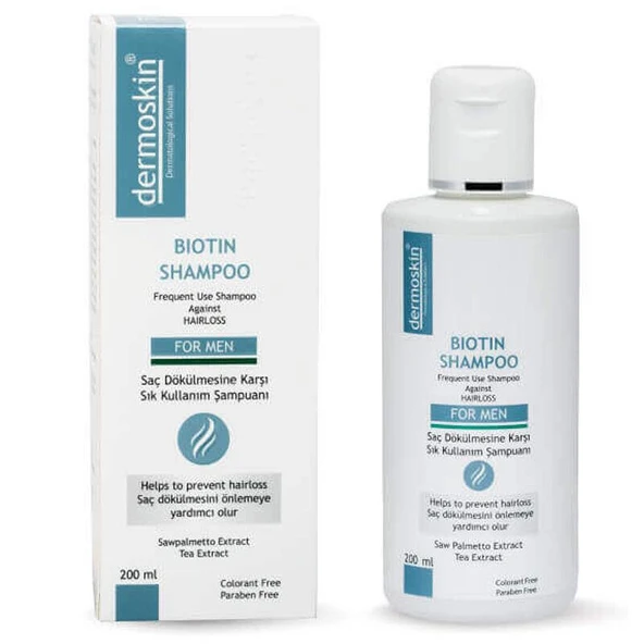 Dermoskin Biotin Shampoo For Men 200 ML Erkeklere Özel Dökülme Önleyici Şampuan - Diş Beyazlatıcı Köpük Hediye ürün görseli 1
