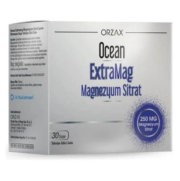 Orzax Ocean Extramag 250 Magnezyum Sitrat ve P5P 30 Adet ürün görseli 1