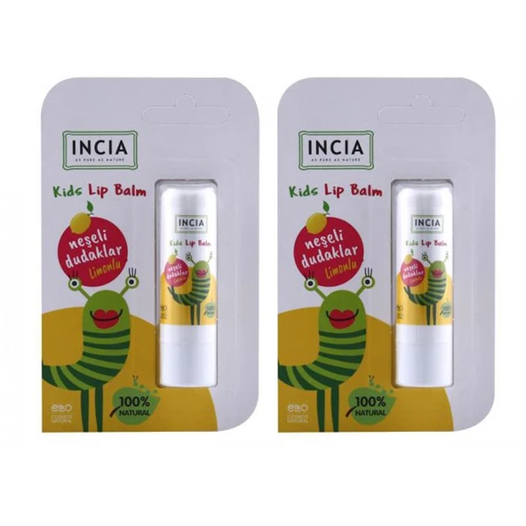 INCIA Kids Lip Balm Dudak Besleyici Limon 2x6 gr ürün görseli 1