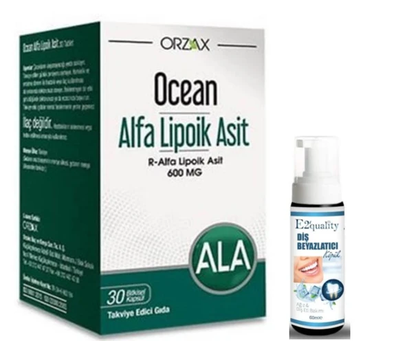 Orzax Ocean Alfa Lipoik Asit 600 mg 30 Tablet - Diş Beyazlatıcı Köpük Hediye ürün görseli 1