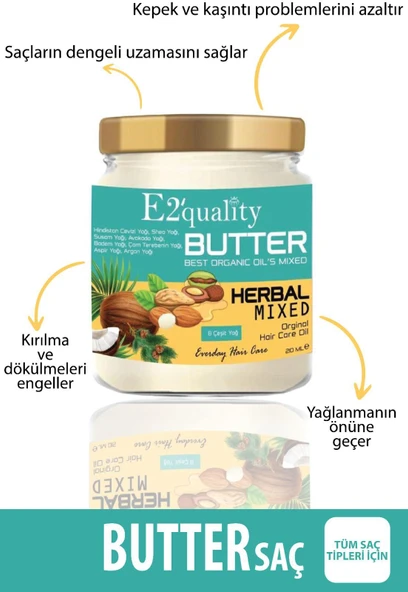 E2'quality Butter Saç Bakım Yağı 210 ml - Resim 5