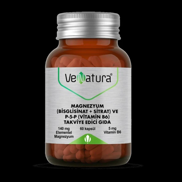 VeNatura Magnezyum (Bisglisinat+Sitrat) ve P5P (Vitamin B6) 60 Kapsül ürün görseli 1