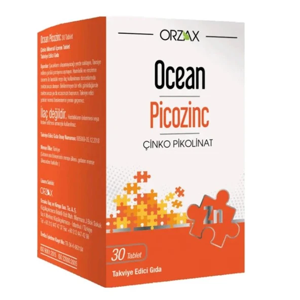 Orzax Ocean Picozinc Takviye Edici Gıda 30 Tablet ürün görseli 1
