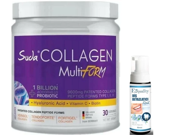 Suda Collagen Double Beauty Multiform Kolajen 300 gr - Diş Beyazlatıcı Köpük Hediye ürün görseli 1