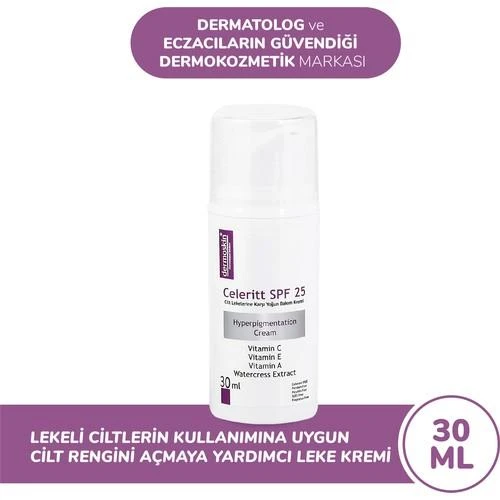 Dermoskin Celeritt Spf 25 30 ml Leke Bakım Kremi - Diş Beyazlatıcı Köpük Hediye ürün görseli 1