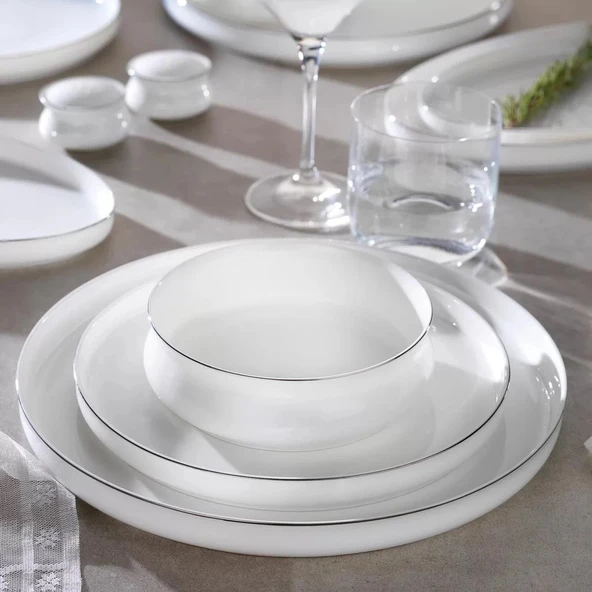 Schafer Superfine Bone Lumiere Yemek Takımı 56 Parça-Platin ürün görseli 1