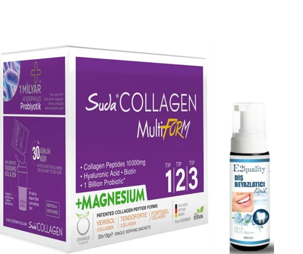 Suda Collagen Multiform Portakallı Magnesium 30 Saşe 15 gr - Diş Beyazlatıcı Köpük Hediye ürün görseli 1