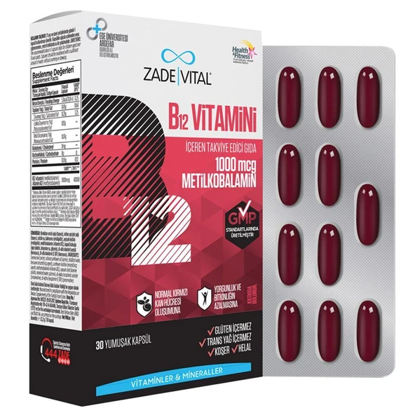 Zade Vital Vitamin B12 30 Yumuşak Kapsül ürün görseli 1